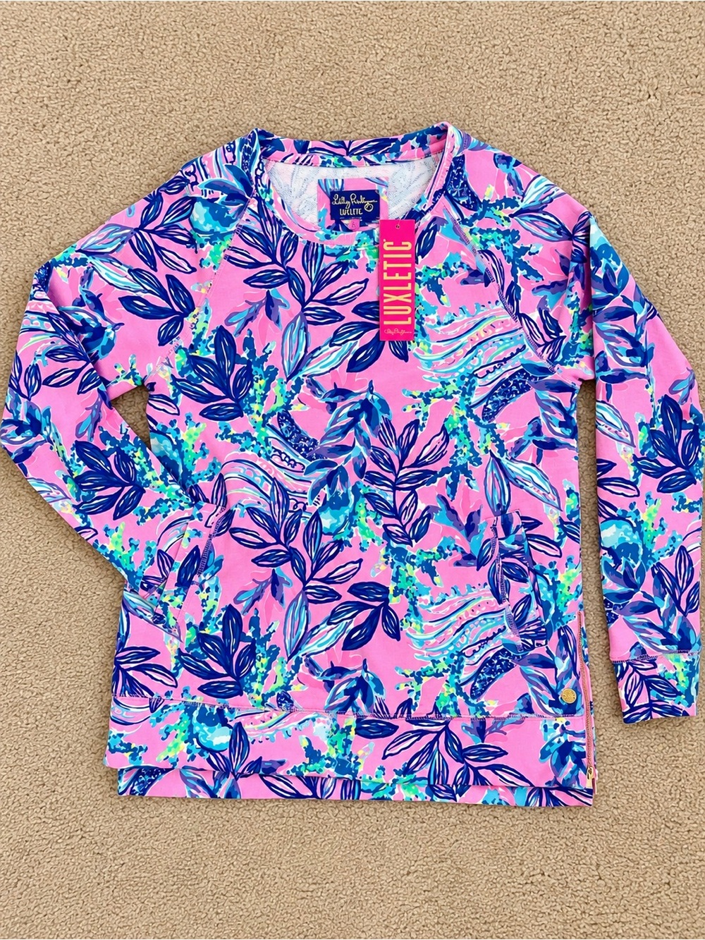 NWT! Lilly Pulitzer Luxletic Beach Comber Pullover Lilac Rose - Size Sm